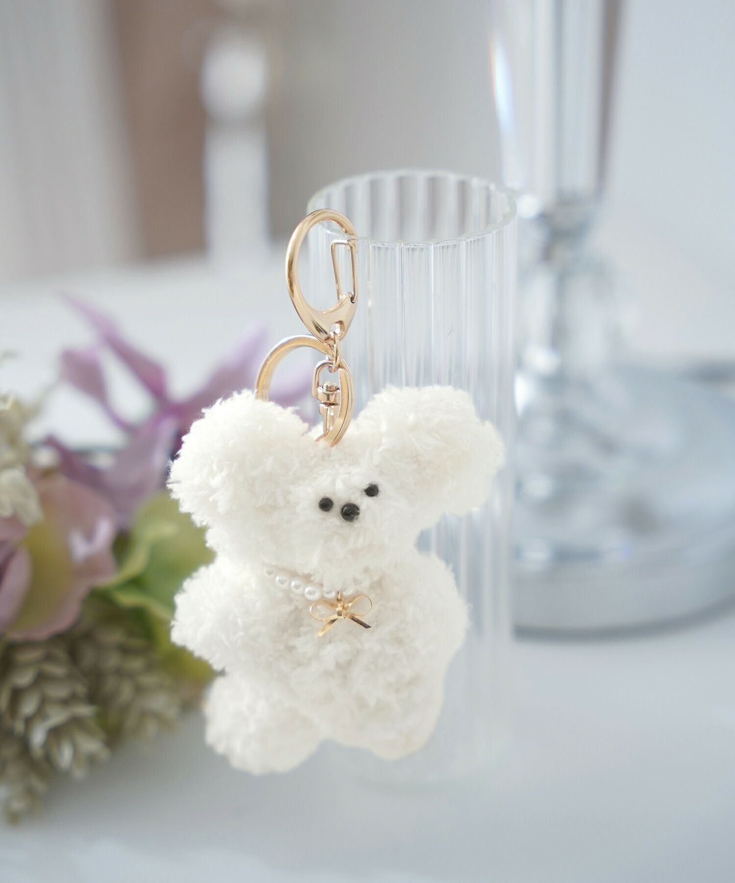 レディース小物グッズキーチャームキーホルダーキーチェーンぬいぐるみぬいぬい活ぬい撮り推し活ちびぬいボストンバッグボストンミニボストンキルティング人形ぬいバッグホワイト手作りくまクマベア