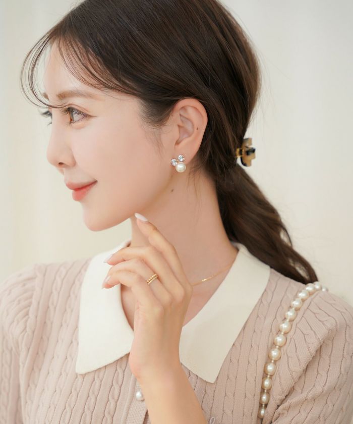 レディース/アクセサリー/イヤリング/リボン/パール/上品/エレガント/プチプラ/かわいい/きらきら