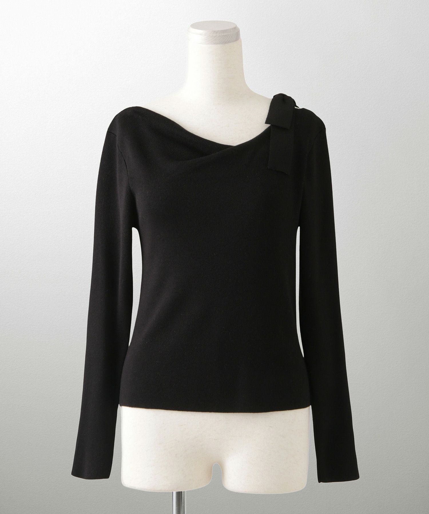 レディース 肩リボン サイドリボン オフショル ベージュ/グレー/ブラック/M/長袖