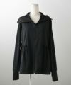 レディース春夏吸水速乾薄手オフィスレジャーパーカーネイビー/ホワイト/ブラック/M/ハイネック/ペプラム/指穴/長袖