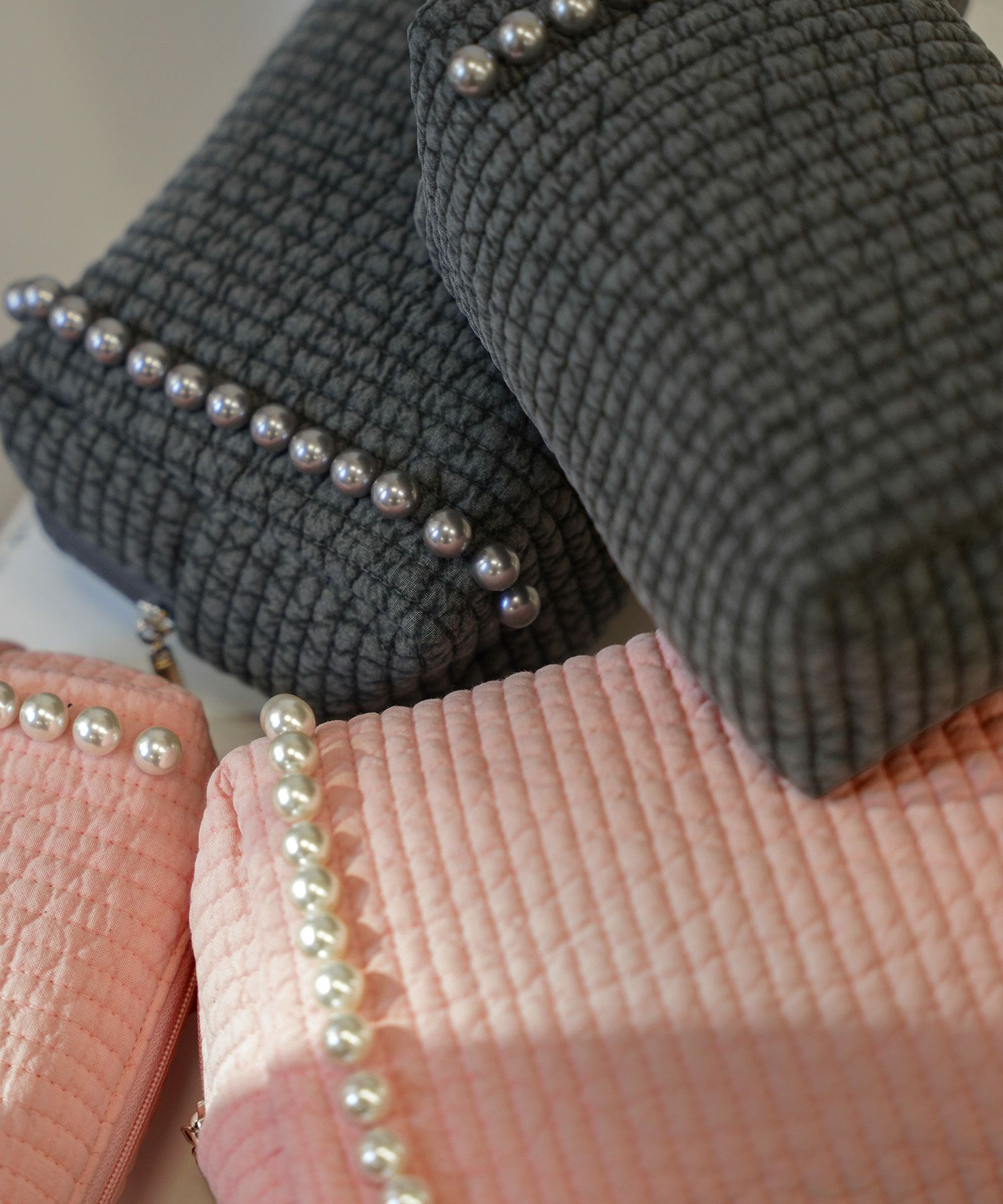 ポーチ パール ヌビ 韓国 セット ジョイントスペース アイボリー/ピンク/グレー/チャコール/ブラック/フリー