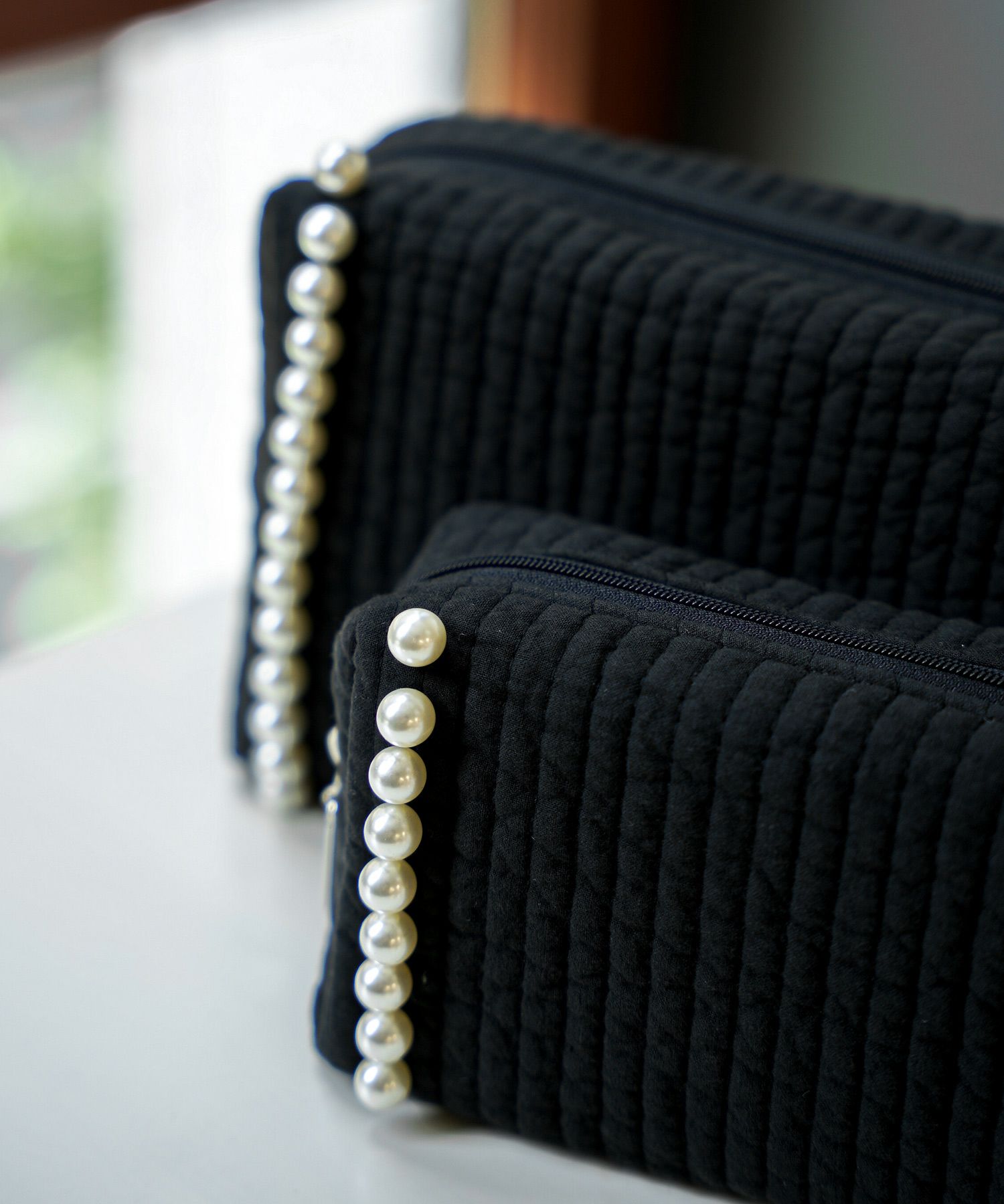 ポーチ パール ヌビ 韓国 セット ジョイントスペース アイボリー/ピンク/グレー/チャコール/ブラック/フリー