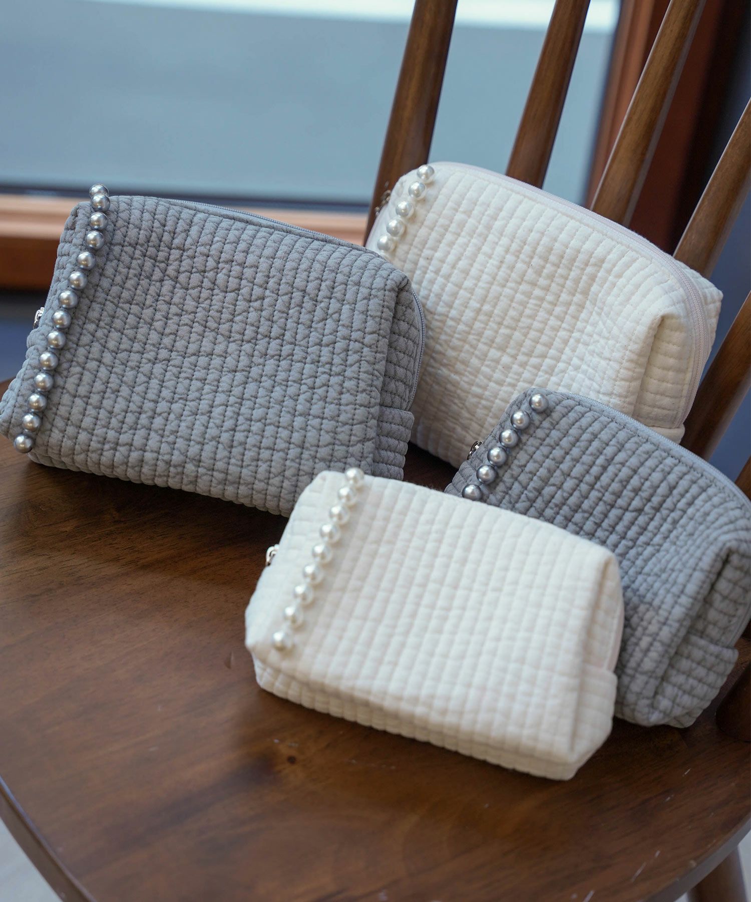 ポーチ パール ヌビ 韓国 セット ジョイントスペース アイボリー/ピンク/グレー/チャコール/ブラック/フリー