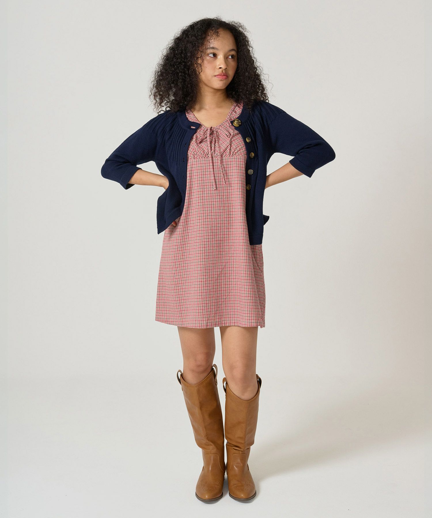 裾フリル ノースリーブチェックワンピース TINA：JOJUN（ワンピース）｜TINA：JOJUN（ティーナジョジュン）のファッション通販 -  ZOZOTOWN tinajojun 裾フリル ノースリーブチェックワンピース ブラウン