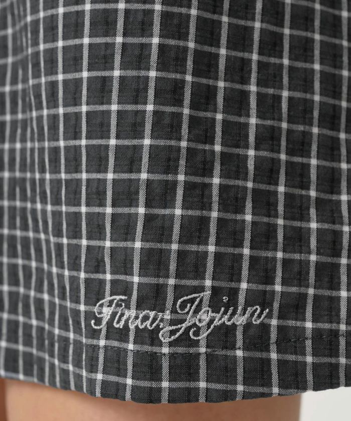 チェック柄 ノースリーブギャザーワンピース TINA：JOJUN 全2色