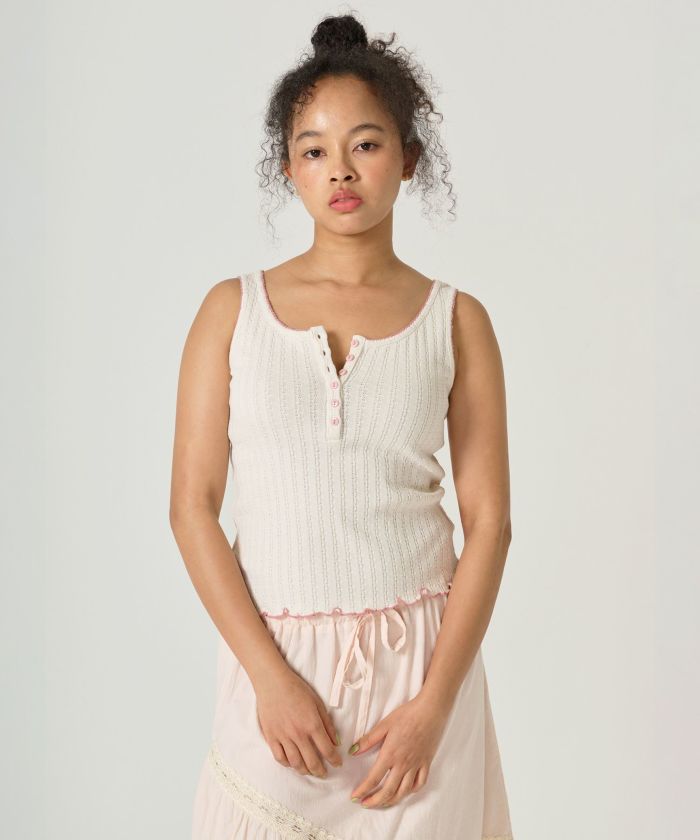 ヘンリーネック タンクトップ TINA：JOJUN 全2色｜tnj521-1047【3