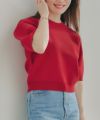 手洗い可体型カバーパフスリーブオフィスラウンドネックおしゃれフェミニン上品大人可愛いきれいめシンプルジョイントスペース