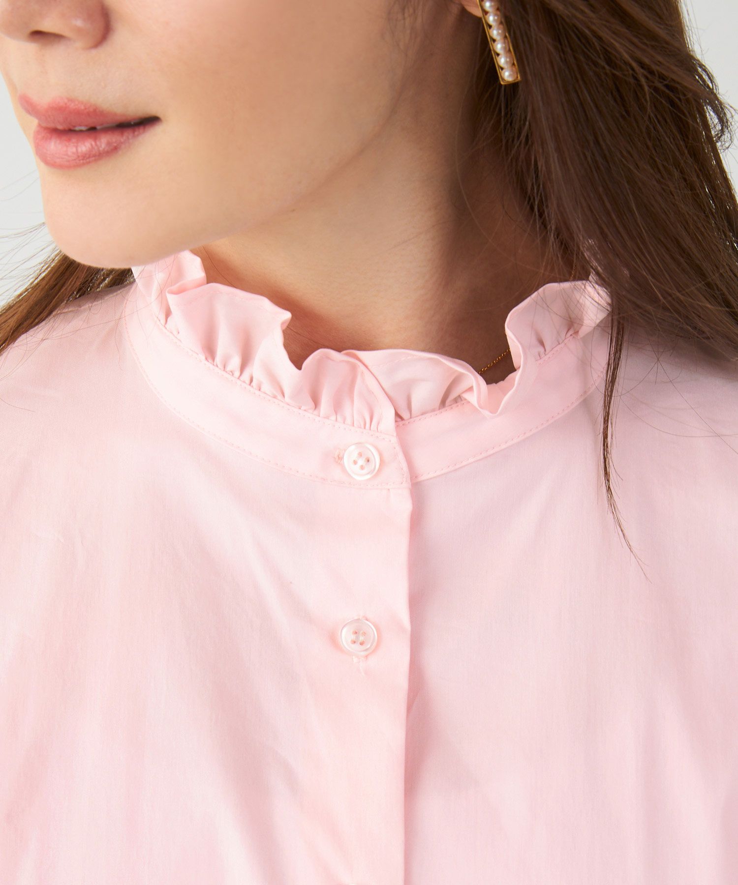 手洗い可体型カバーパフスリーブオフィスおしゃれフェミニン上品大人可愛いきれいめ春ジョイントスペース