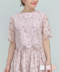 スカラップレースショート丈ブラウスLiala×PG