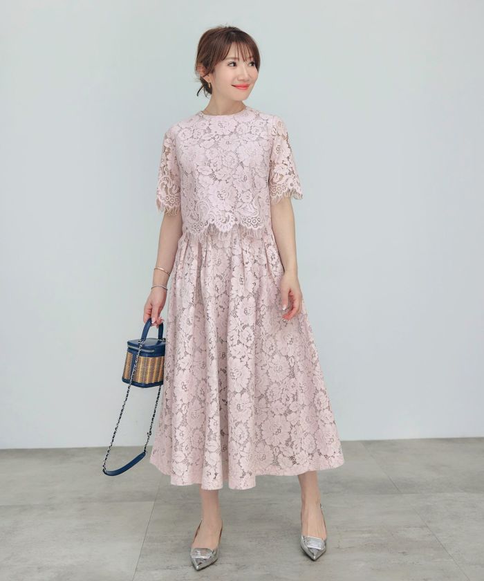 SUMMER-SALE スカラップ レース ショート丈 ブラウス Liala×PG