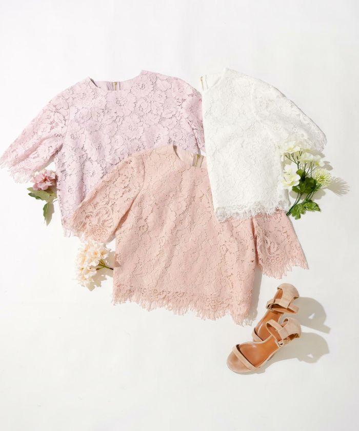 EarlyAutumn-SALE スカラップ レース ショート丈 ブラウス Liala
