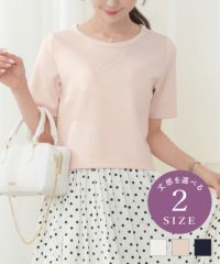 キラキラRロゴTシャツlerevevanillerホワイト/ピーチピンク/ネイビー