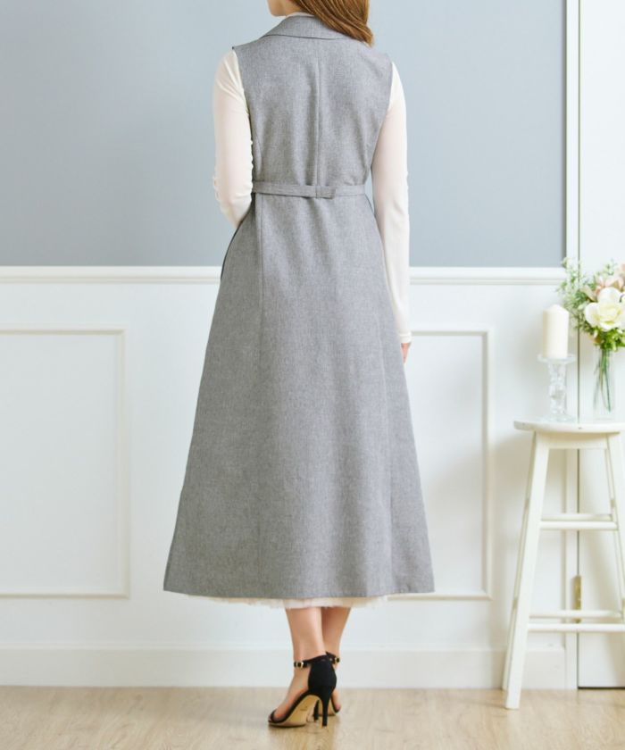 SUMMER-SALE トレンチ風 ロング ワンピース & ジレ Prima