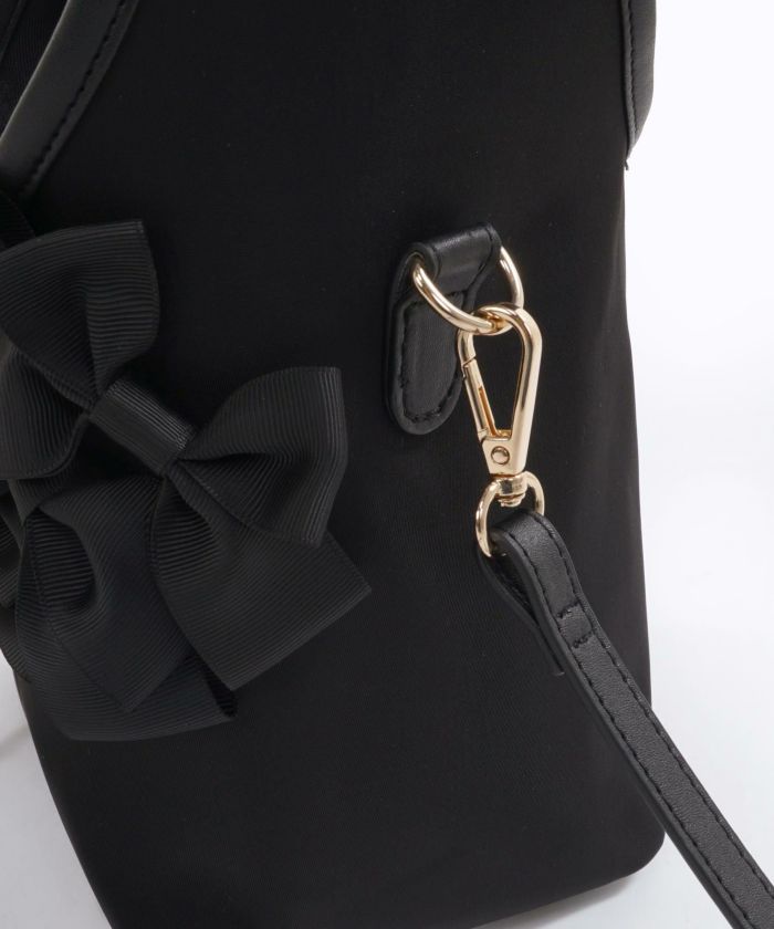 セレクト バッグ 鞄 リボン 巾着 ハンドバッグ ショルダーバッグ 紐取り外し 黒 ジョイントスペース