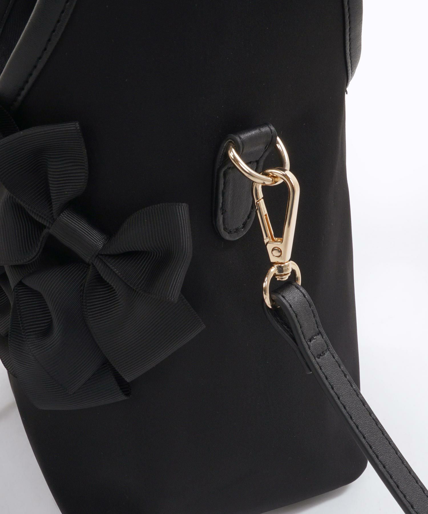 セレクト バッグ 鞄 リボン 巾着 ハンドバッグ ショルダーバッグ 紐取り外し 黒 ジョイントスペース