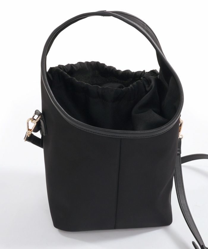 セレクト バッグ 鞄 リボン 巾着 ハンドバッグ ショルダーバッグ 紐取り外し 黒 ジョイントスペース