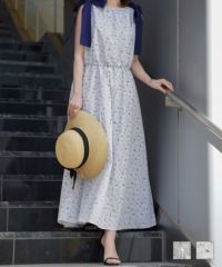 ショルダーリボンワンピース Made with Liberty Fabric HUIT シェル柄 花柄
