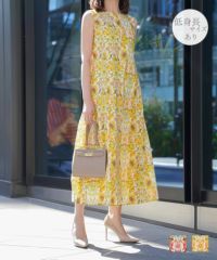 Aライン リゾート ワンピース Made with Liberty Fabric HUIT ミックス イエロー