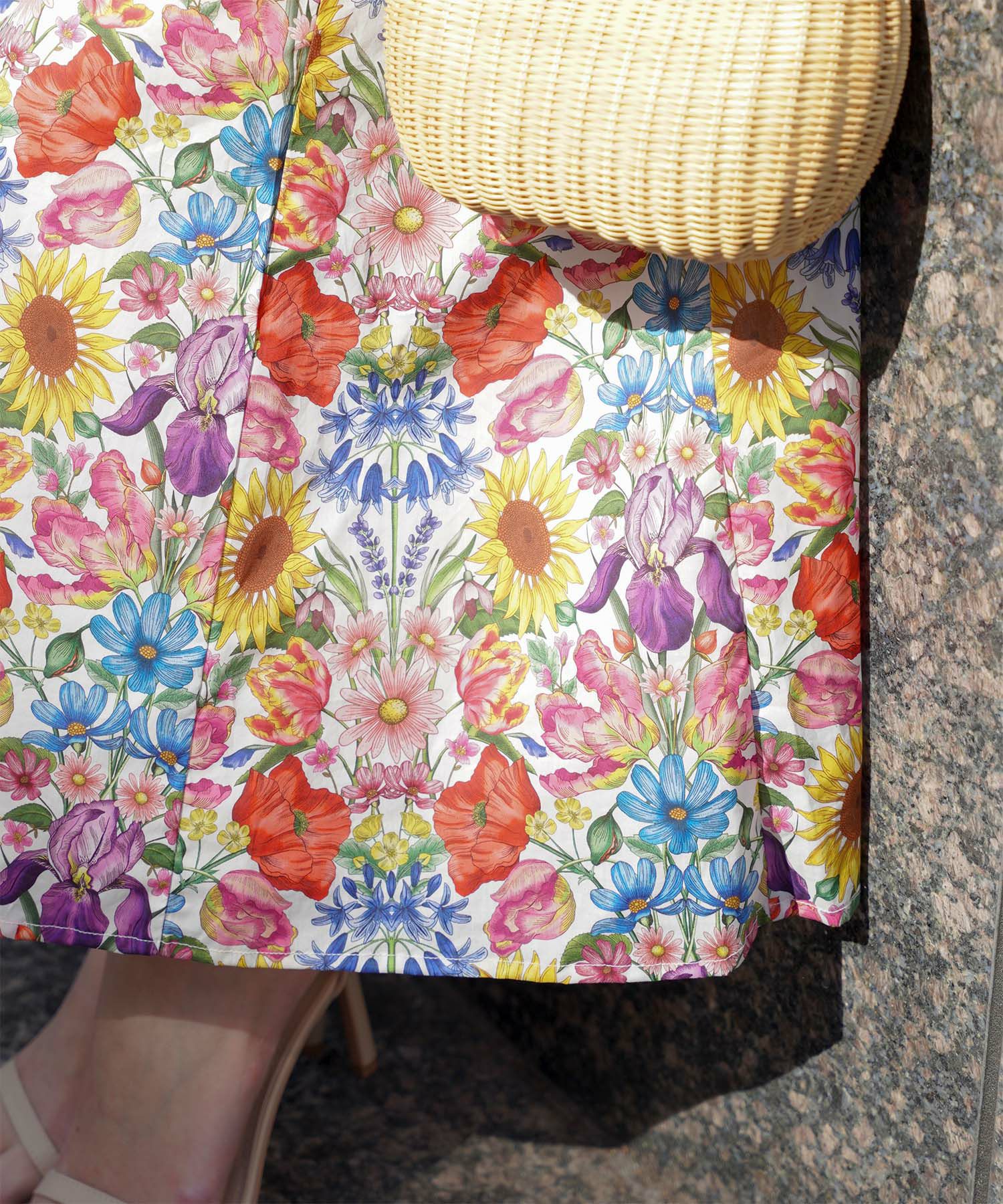 レディース ロングワンピース リゾート 花柄 リバティ柄 ノースリーブ/ミックス/イエロー/S/M