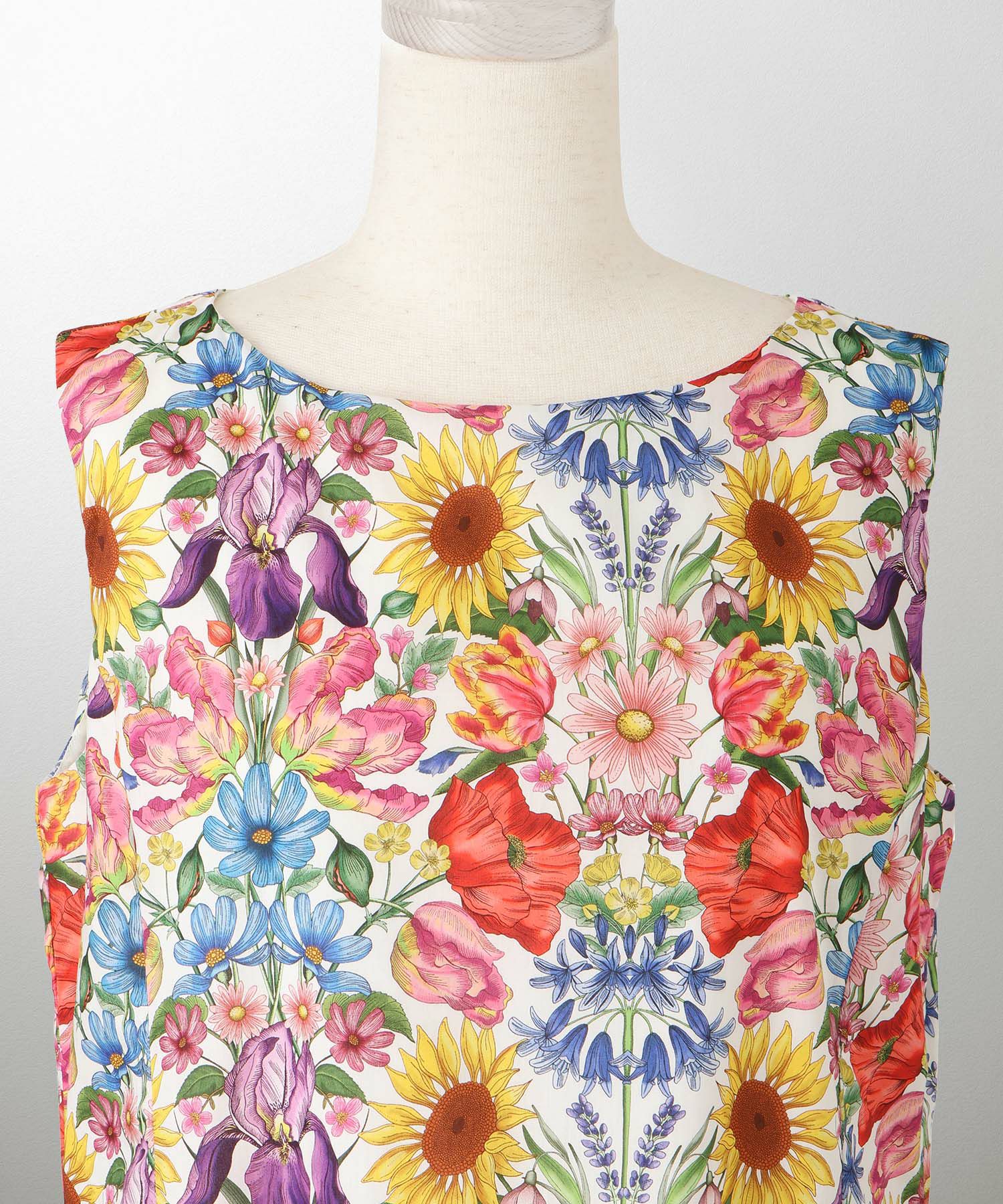 レディース ロングワンピース リゾート 花柄 リバティ柄 ノースリーブ/ミックス/イエロー/S/M