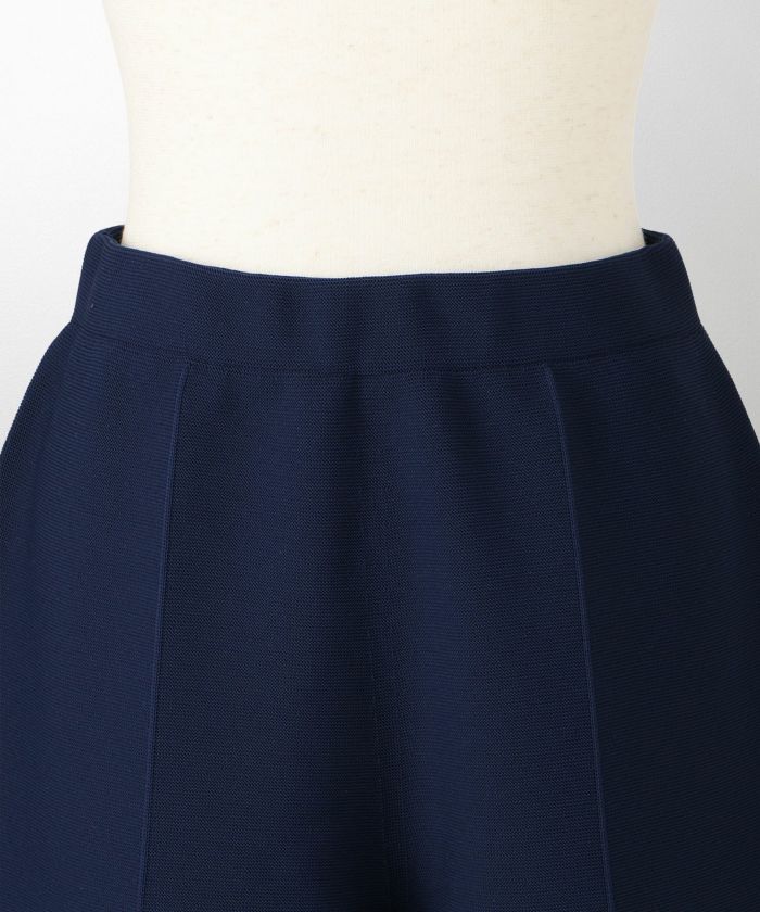 レディース パンツ サマーニット セットアップ きれいめ 洗える ホワイト ネイビー ブラック M ワイド センタープレス