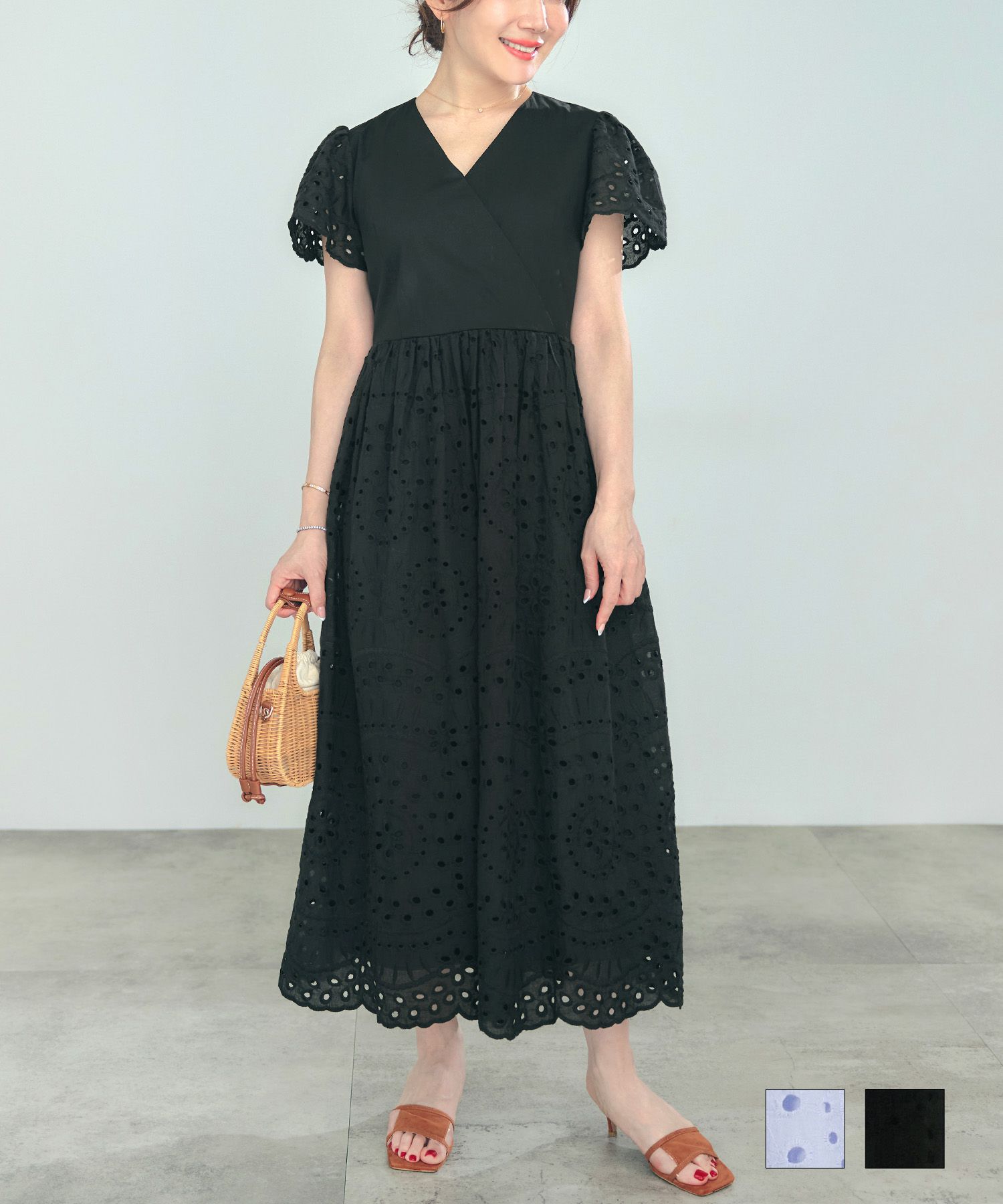 カシュクールコットンレースワンピースLiala×PG