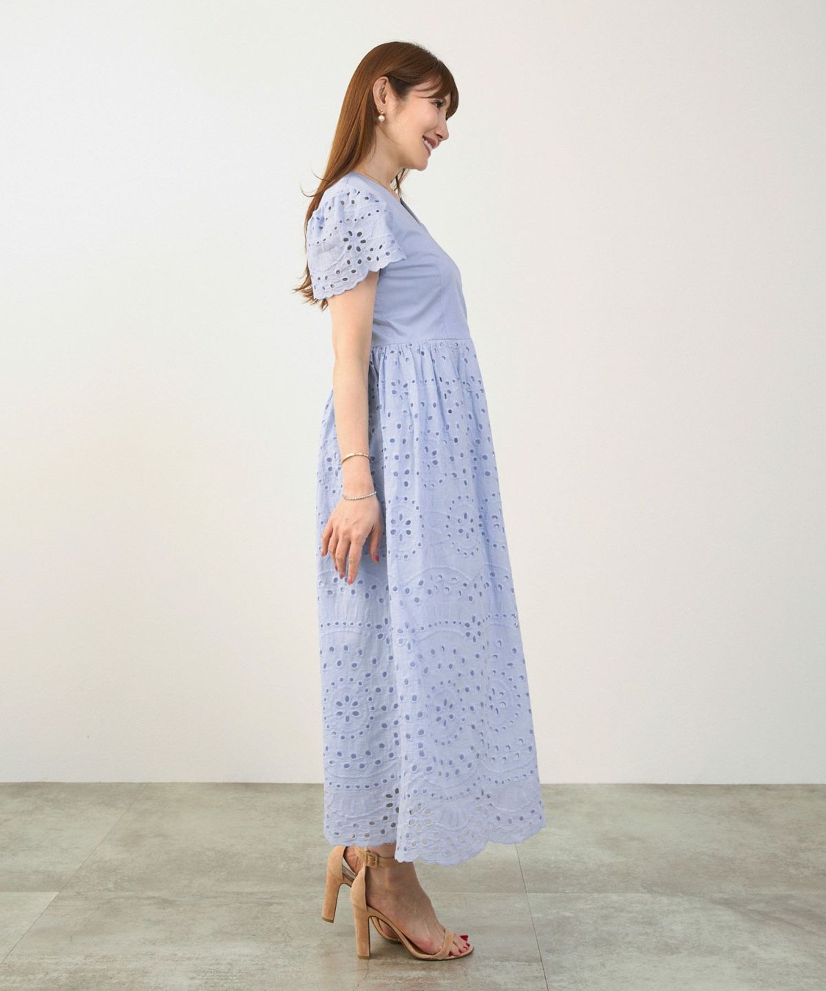 手洗い可Vネックレースおしゃれフェミニンナチュラル上品大人可愛いきれいめ夏ジョイントスペース