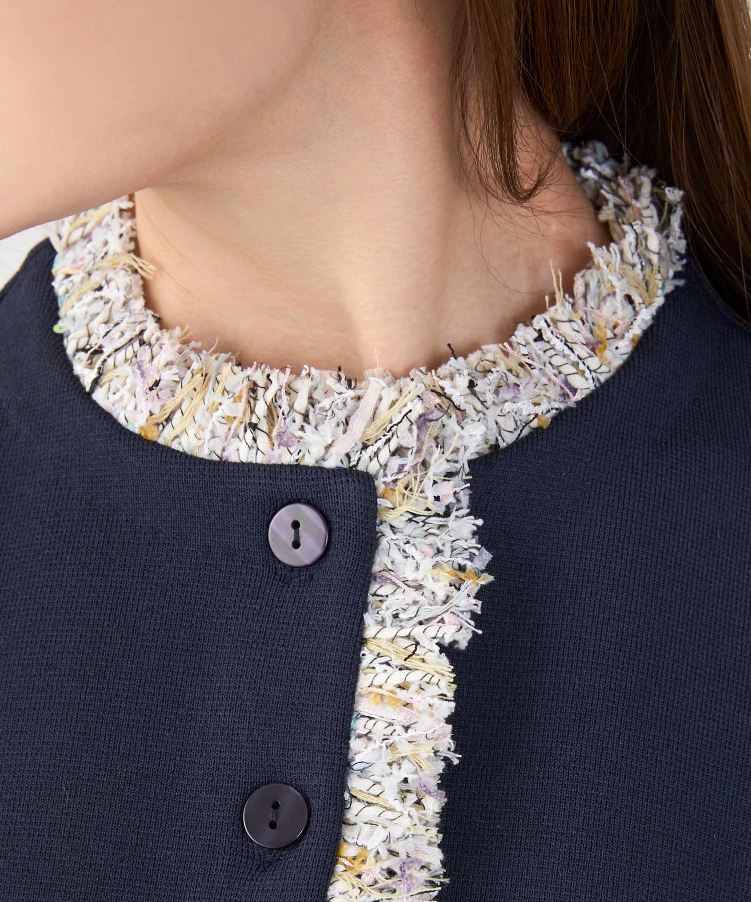 手洗い可体型カバーオフィスラウンドネックパフ袖おしゃれフェミニン上品大人可愛いきれいめシンプルカジュアルジョイントスペース