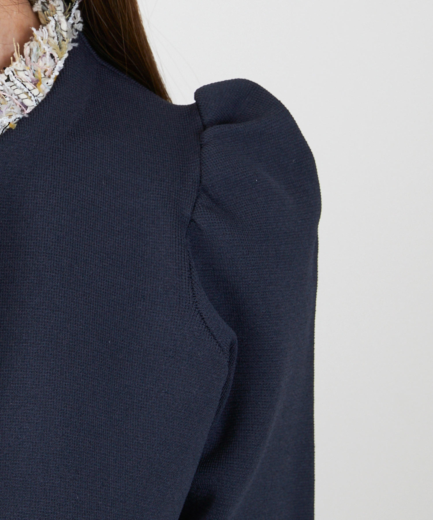 手洗い可体型カバーオフィスラウンドネックパフ袖おしゃれフェミニン上品大人可愛いきれいめシンプルカジュアルジョイントスペース