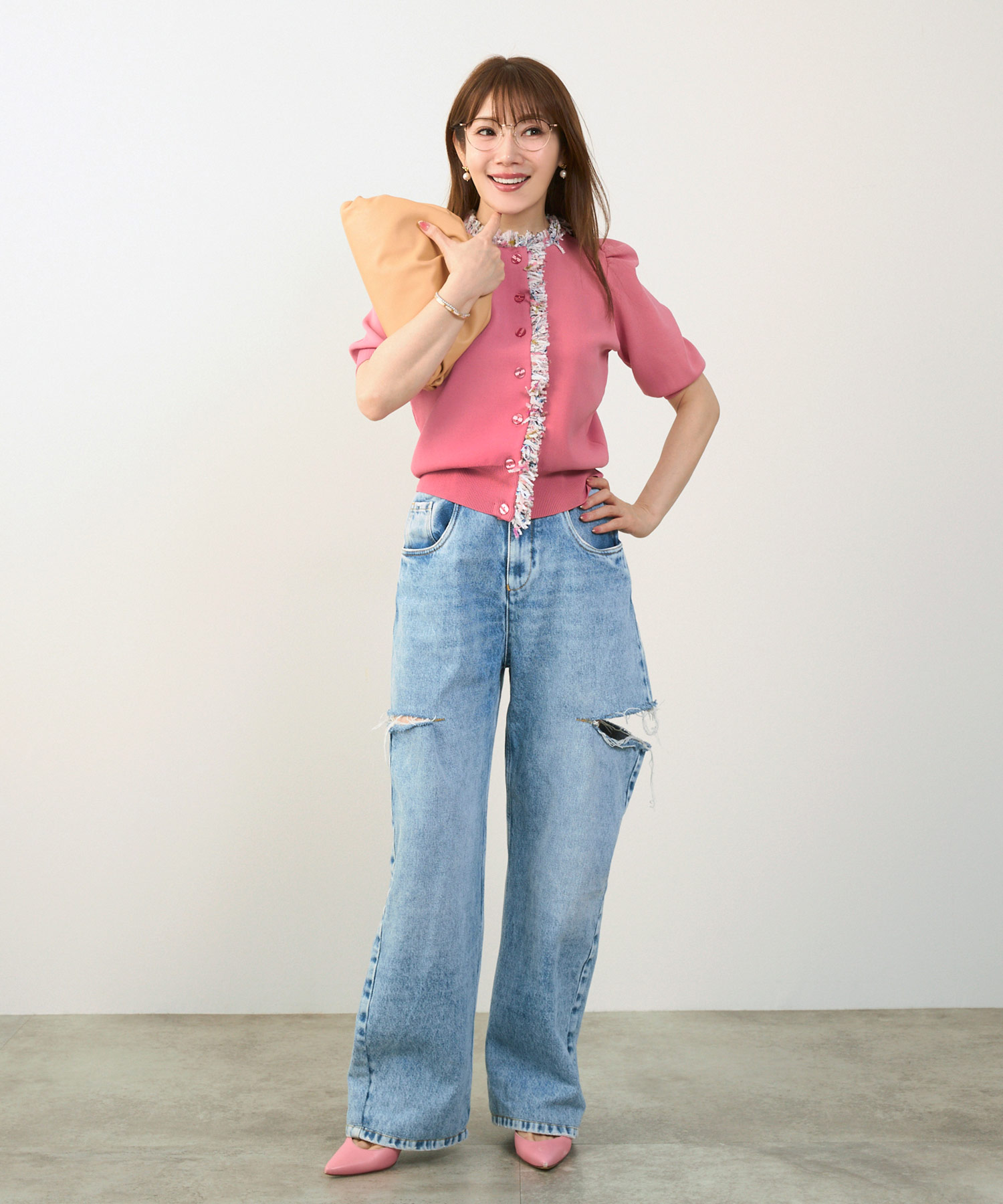 手洗い可体型カバーオフィスラウンドネックパフ袖おしゃれフェミニン上品大人可愛いきれいめシンプルカジュアルジョイントスペース