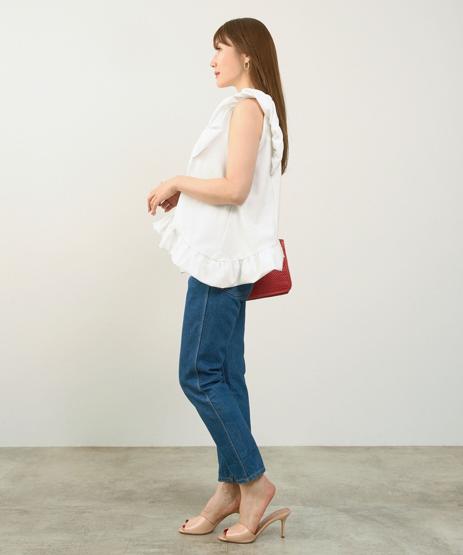 手洗い可おしゃれノースリーブイレヘムフェミニンナチュラルカジュアル上品大人可愛いきれいめ体型カバー夏ジョイントスペース