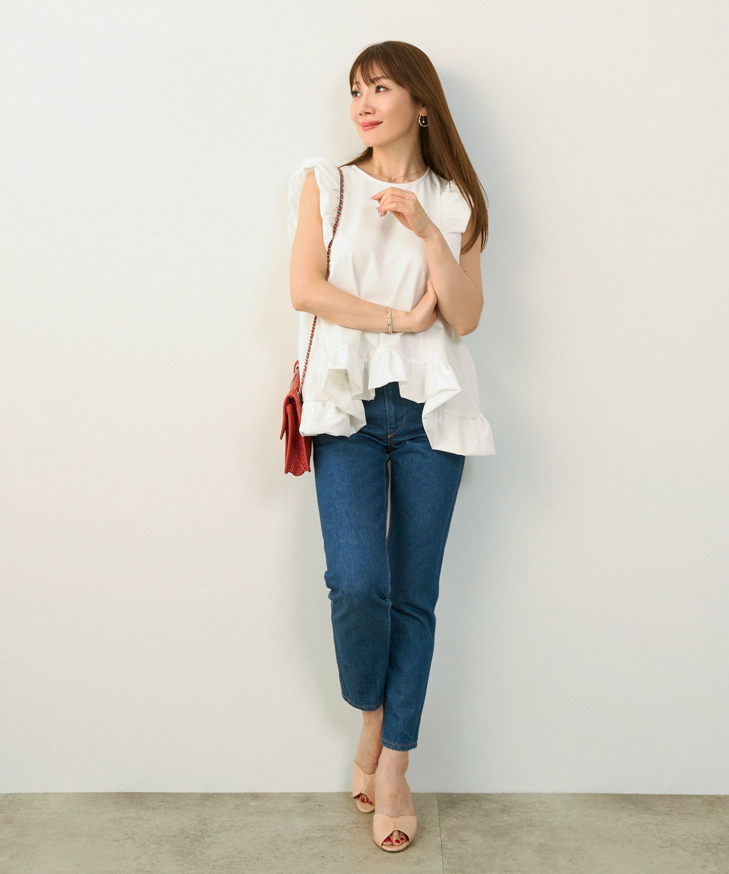 手洗い可おしゃれノースリーブイレヘムフェミニンナチュラルカジュアル上品大人可愛いきれいめ体型カバー夏ジョイントスペース