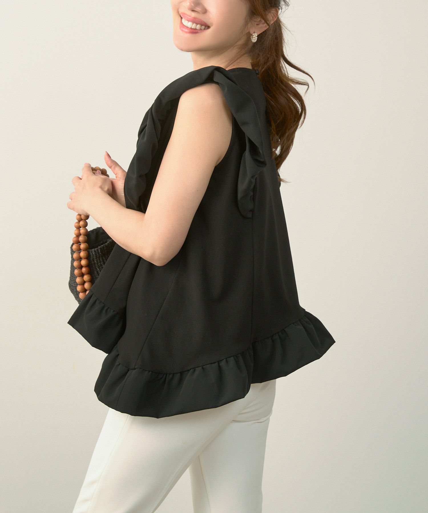 手洗い可おしゃれノースリーブイレヘムフェミニンナチュラルカジュアル上品大人可愛いきれいめ体型カバー夏ジョイントスペース