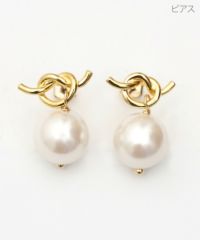 ツイスト リボン パール ピアス イヤリング Twist Ribbon Pearl Pierce Earring