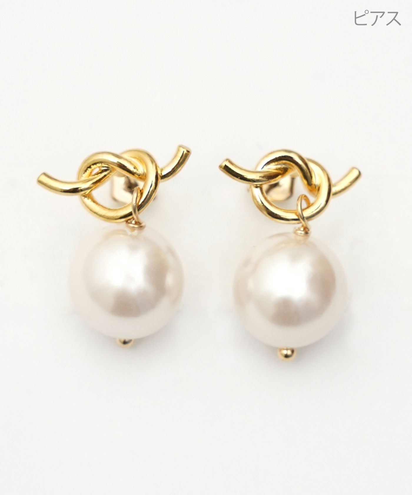 ツイスト リボン パール ピアス イヤリング Twist Ribbon Pearl Pierce Earring