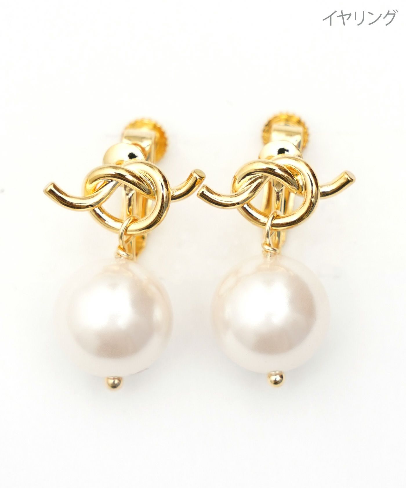 ツイスト リボン パール ピアス イヤリング Twist Ribbon Pearl Pierce Earring