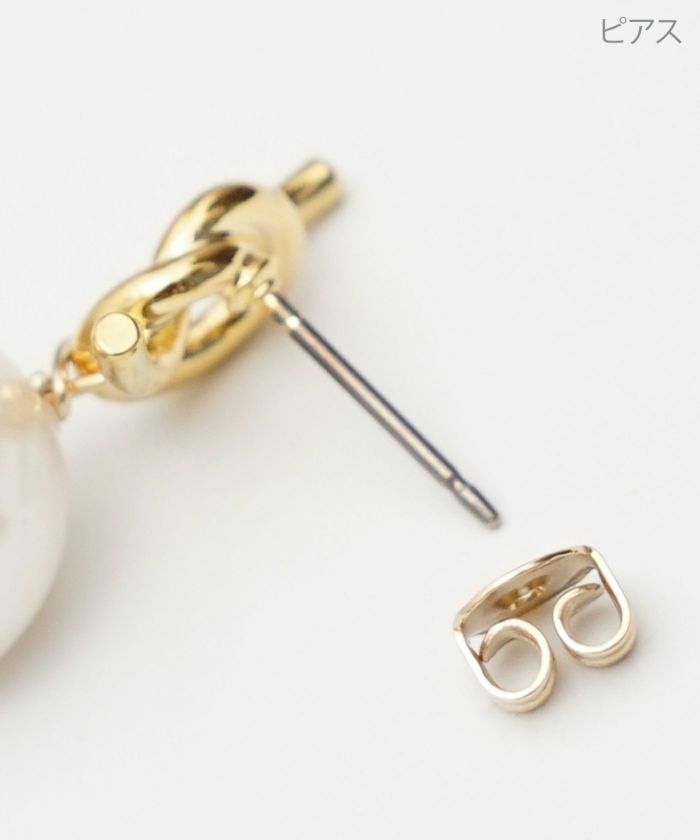 ツイスト リボン パール ピアス イヤリング Twist Ribbon Pearl Pierce