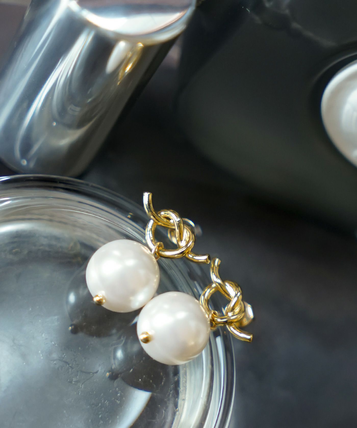 ツイスト リボン パール ピアス イヤリング Twist Ribbon Pearl Pierce Earring