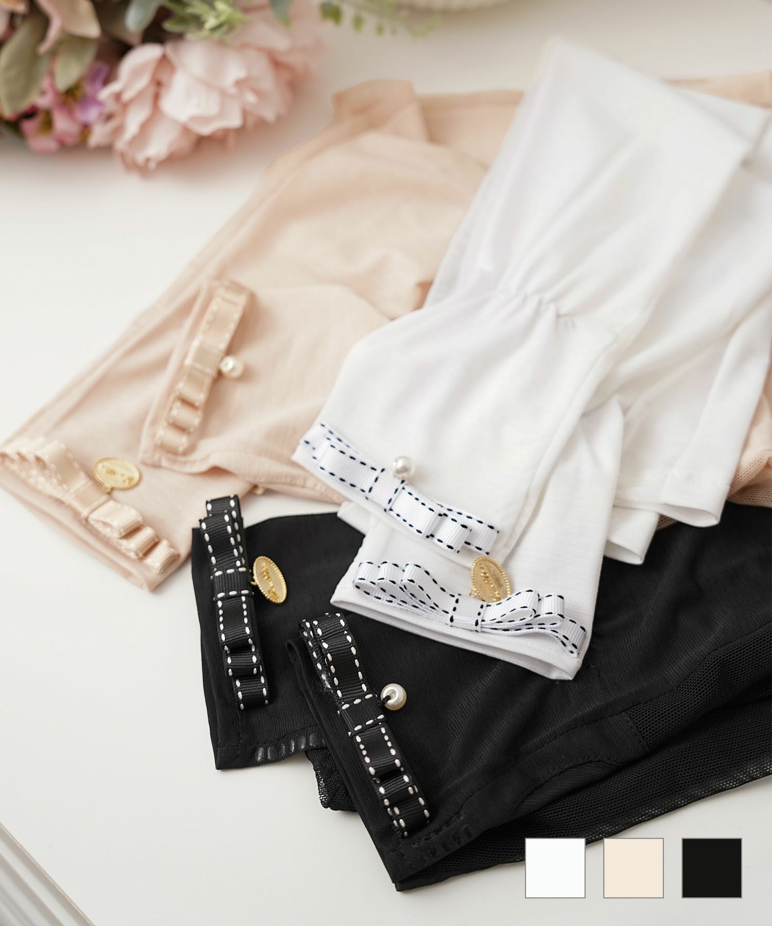 小物アームカバーシースルーロング腕カバー日焼け対策冷房対策指穴親指ジョイントスペース