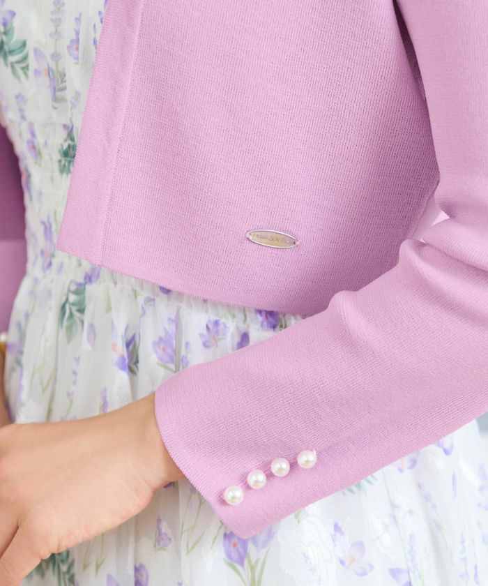 サマーニット トップス 大人 オフィス きれいめ かわいい 白黒 ピンク 羽織り 春夏秋 7分袖 ショート丈 ジョイントスペース