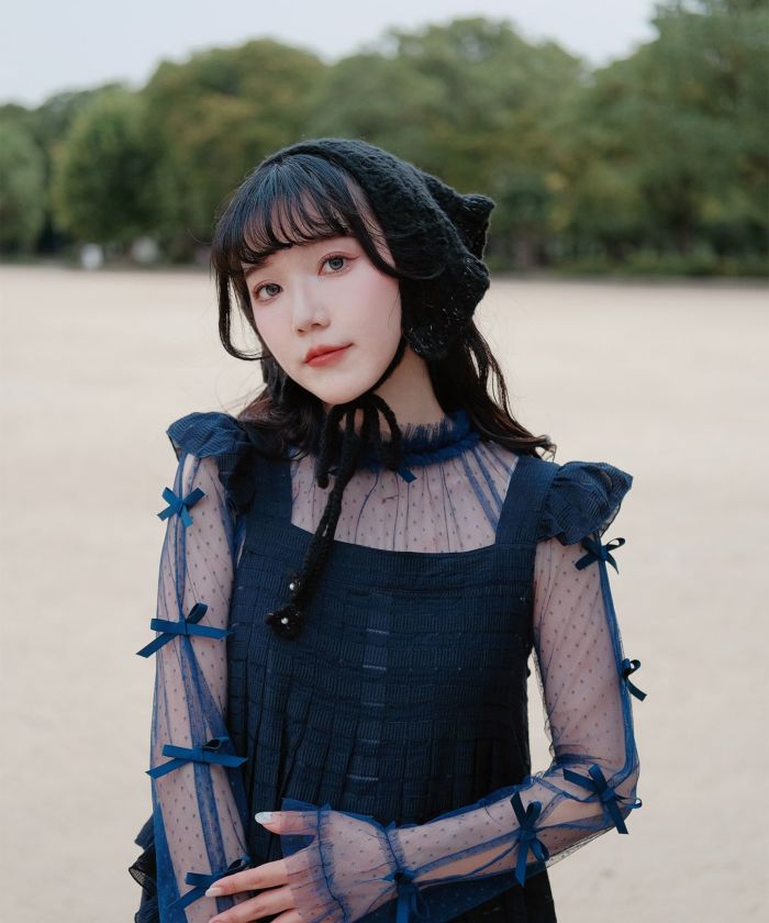 ドットチュール リボン トップス miolite 全5色｜mio511-0132【2