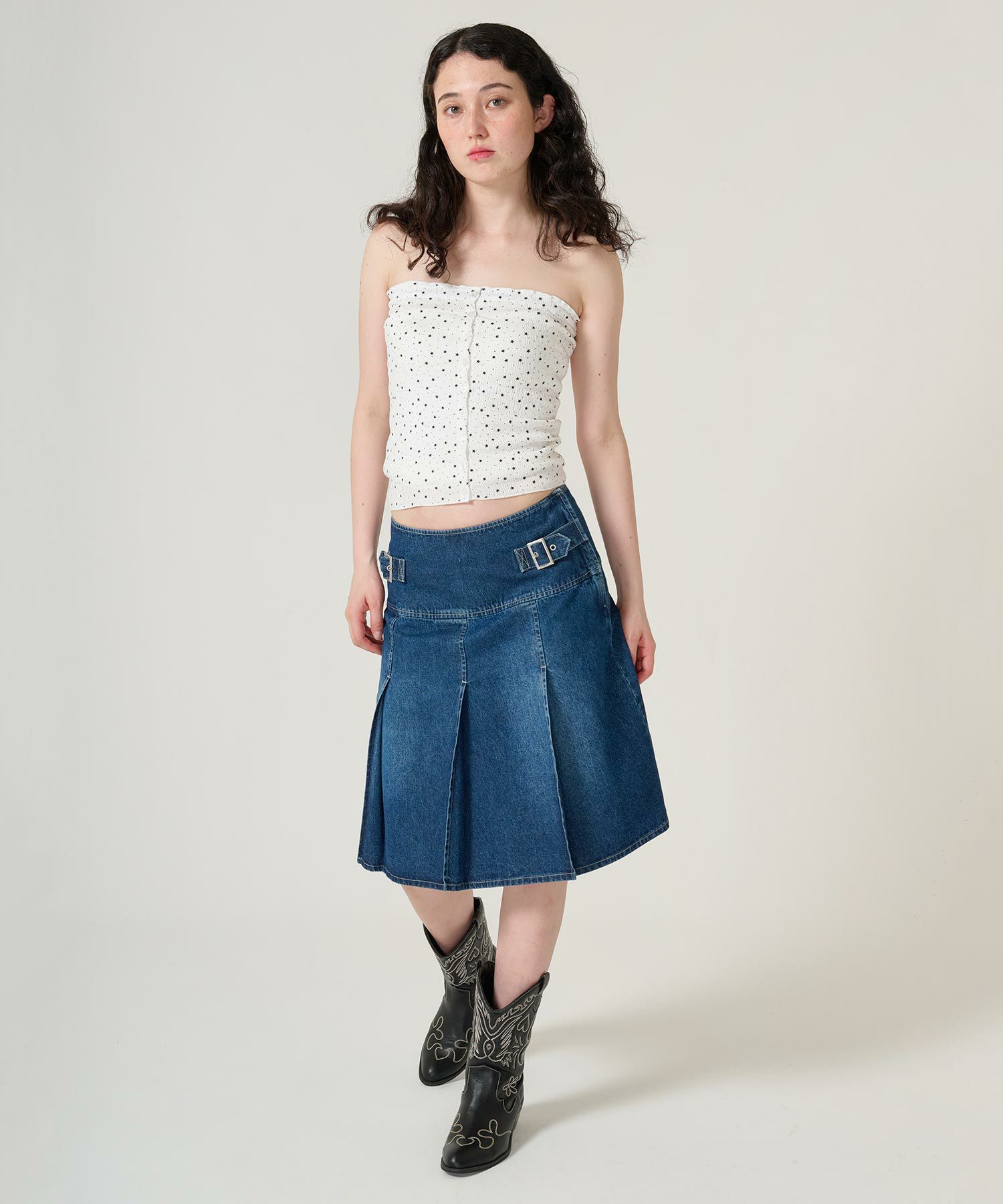 トップス/チューブトップ/スター/ドット