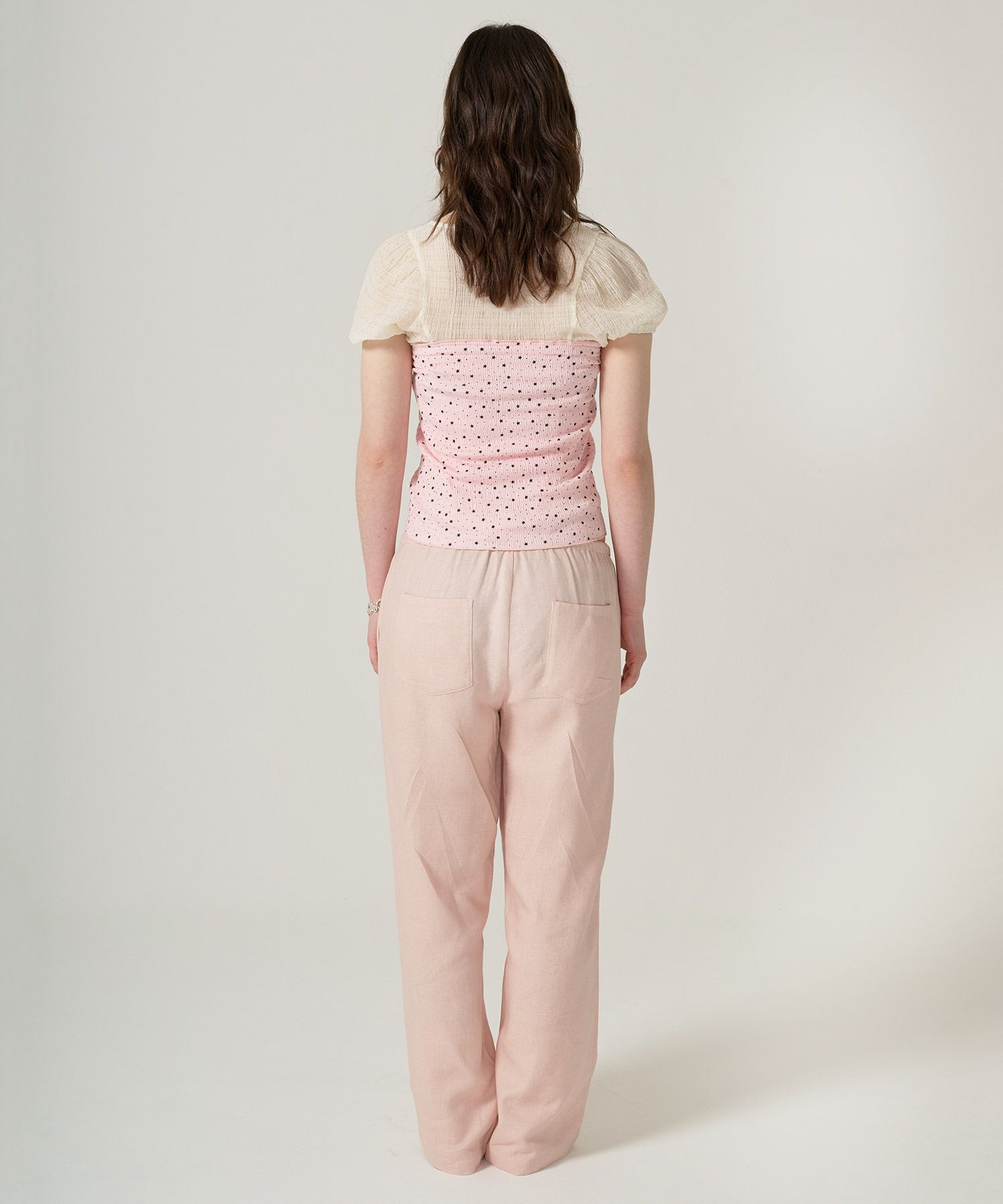 ボトムス/リラックスパンツ/ストーン付き