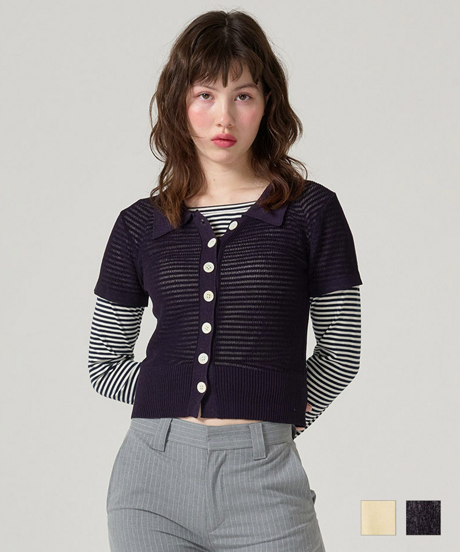 ニット/襟付きニット/シアー/トップス