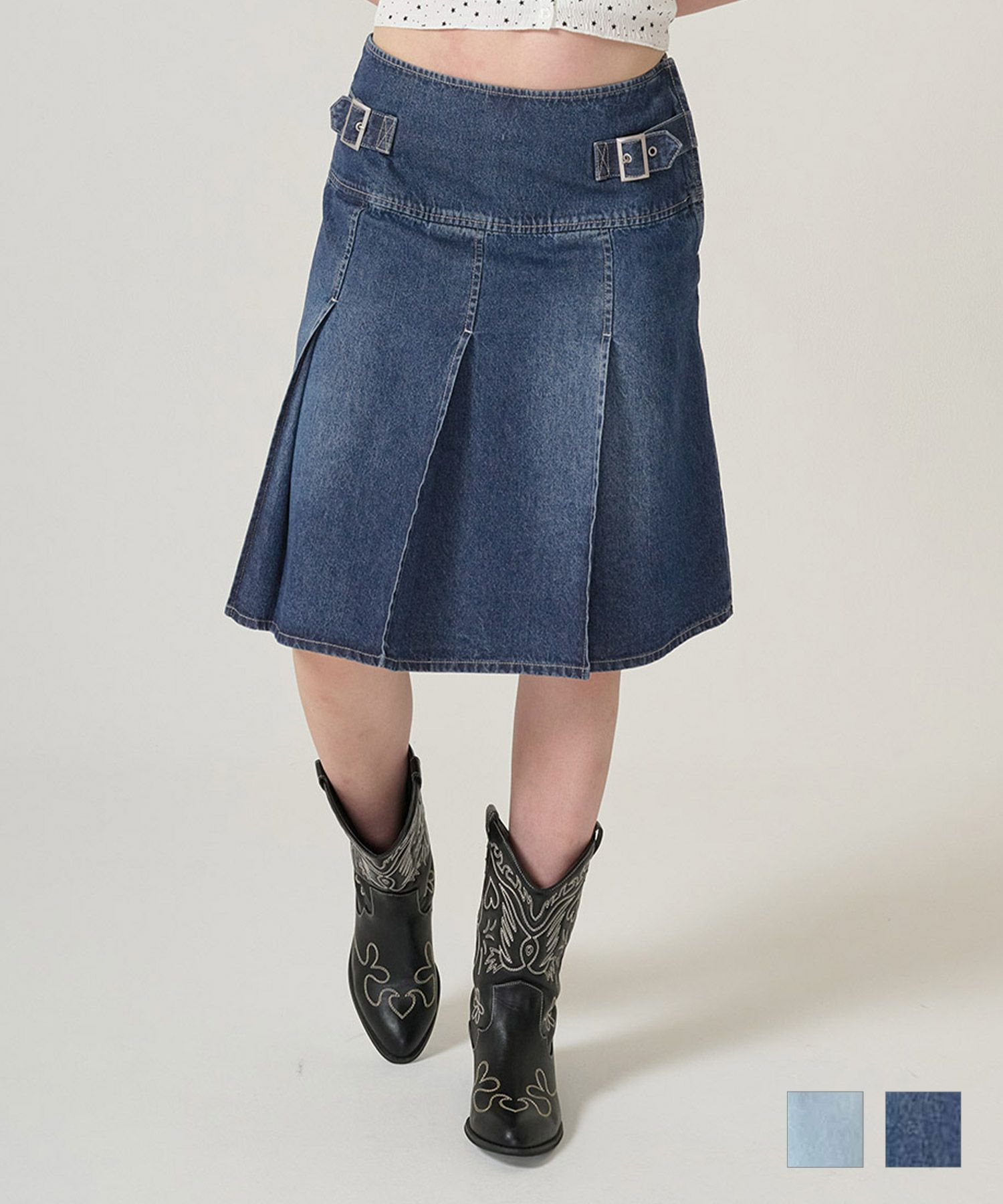 スカート/プリーツ/デニム/ミディ丈