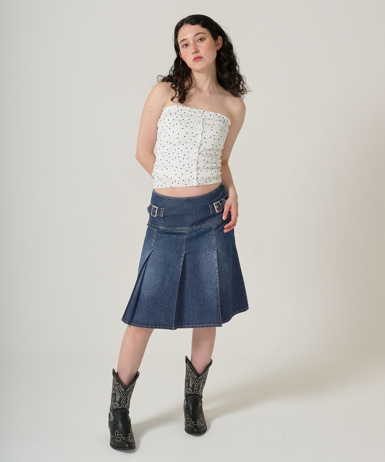 スカート/プリーツ/デニム/ミディ丈