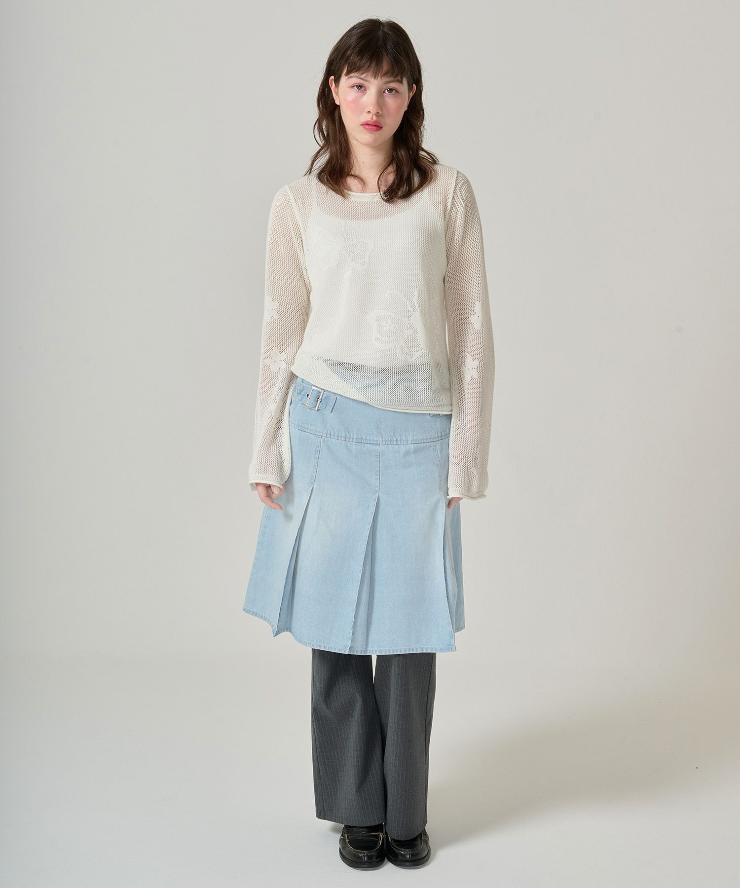 スカート/プリーツ/デニム/ミディ丈