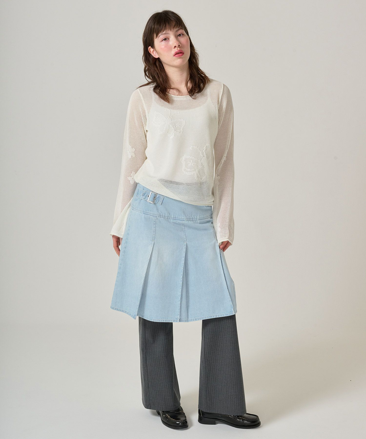 スカート/プリーツ/デニム/ミディ丈