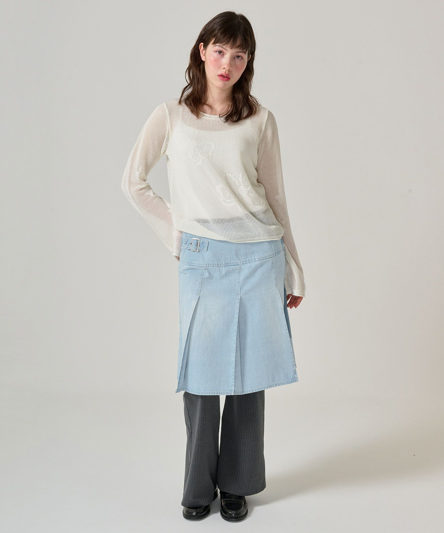 スカート/プリーツ/デニム/ミディ丈