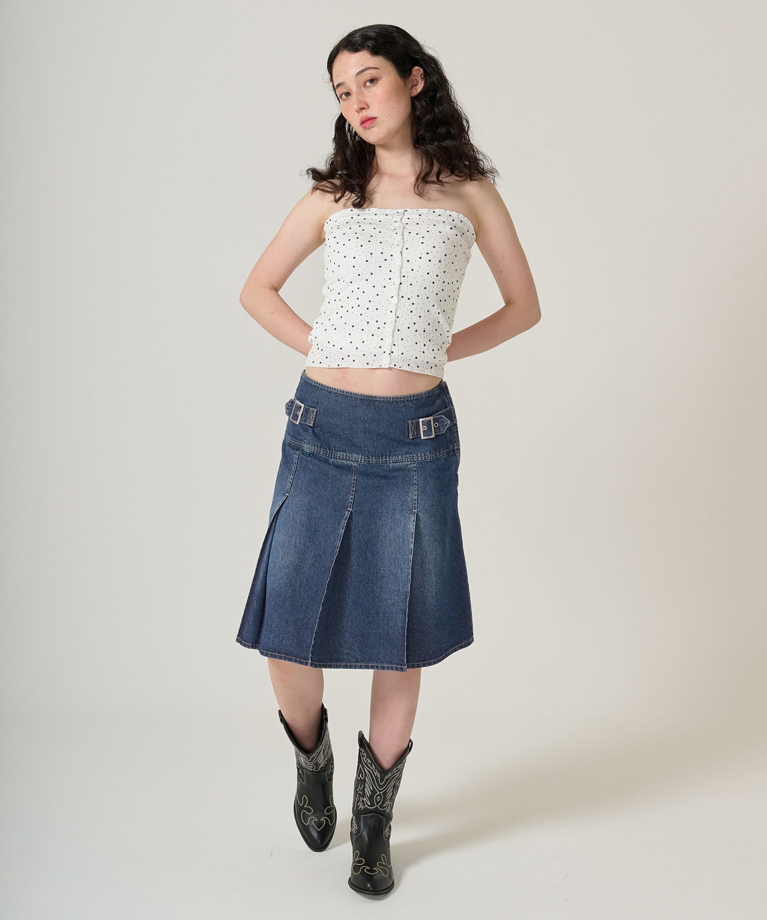 スカート/プリーツ/デニム/ミディ丈